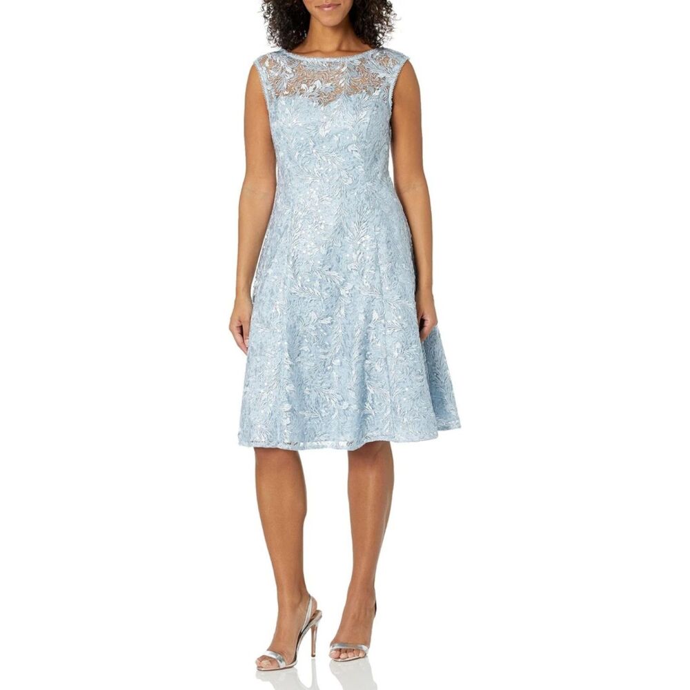 Adrianna Papell Women's Embroidered Midi‎ Cocktail Dress, 8